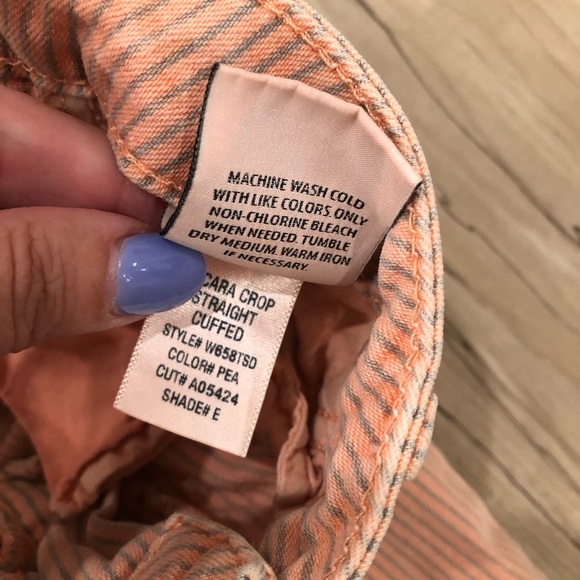 Hudson Peach Pinstripe Bacara Crop Straight Cuffed Jeans Size 26 EUC - Picture 8 of 8